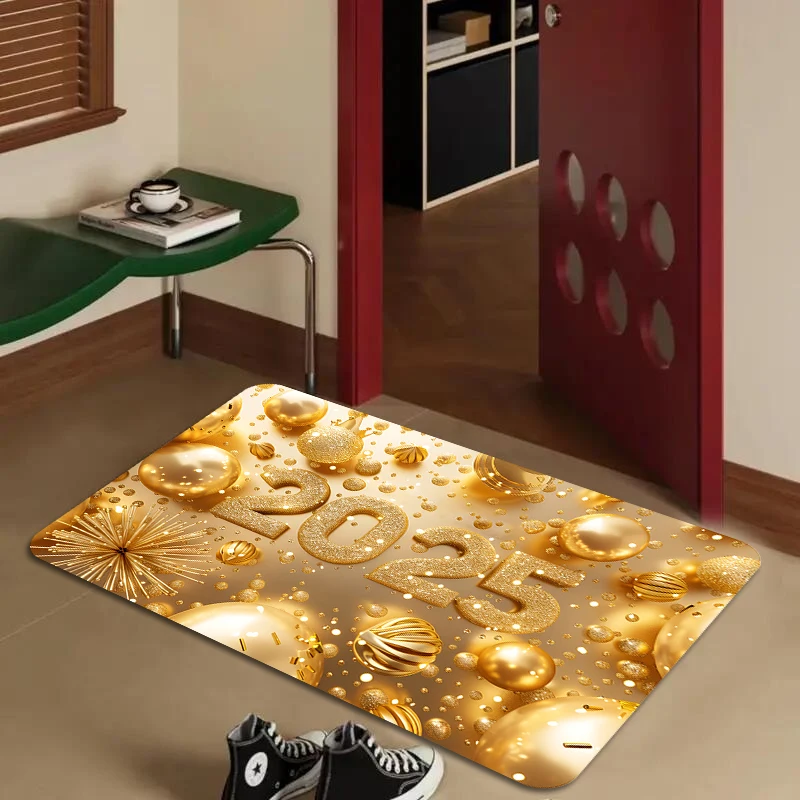 custom carpet Gold 3d printed door mat entrance home welcome mats for front door Non-slip absorbent diatom mud Bath rug
