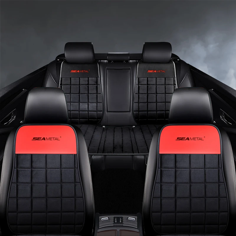 SEAMETAL Plush Automobiles Seats Cover Set Universal Vehicles Seat Protector