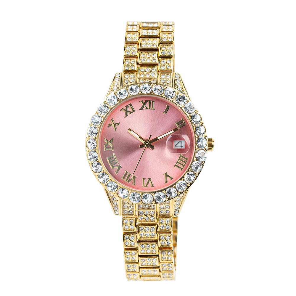 2022 Hot sale Women Bling Luxury Wrist Watch Full Iced Out Quartz Female Watch Smaller Size Bling Watches