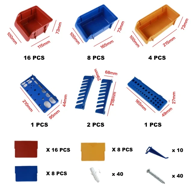 Factory wholesale Wall Control small grid plastic storage box with open front family Wall Mounted Pegboard