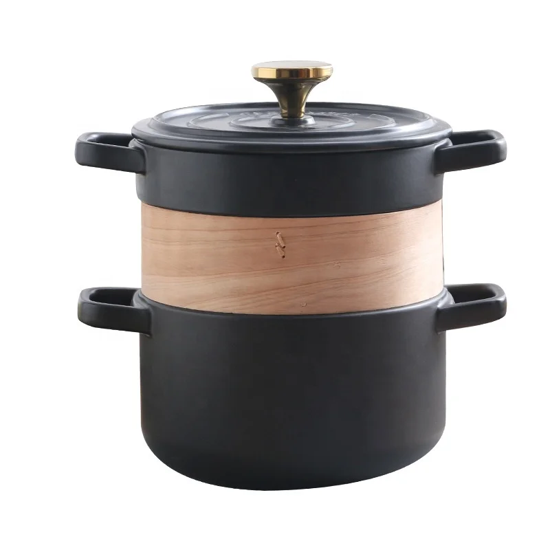 Factory direct steamer earthenware pot open fire ceramic steamer pot double double boiler soup steamed dumplings cooking pot