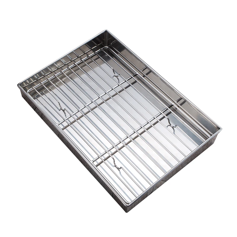Commercial rectangular fried chicken string brush oil control tray stainless steel oil drain tray oil leakage tray