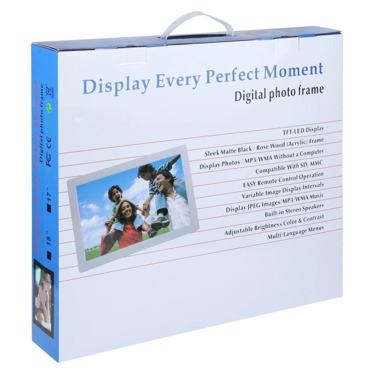 Multifunction 15.4 Inch LED Digital Photo Frame with Remote Control MP3 / MP4 / Movie Player  Built in Stereo Speaker