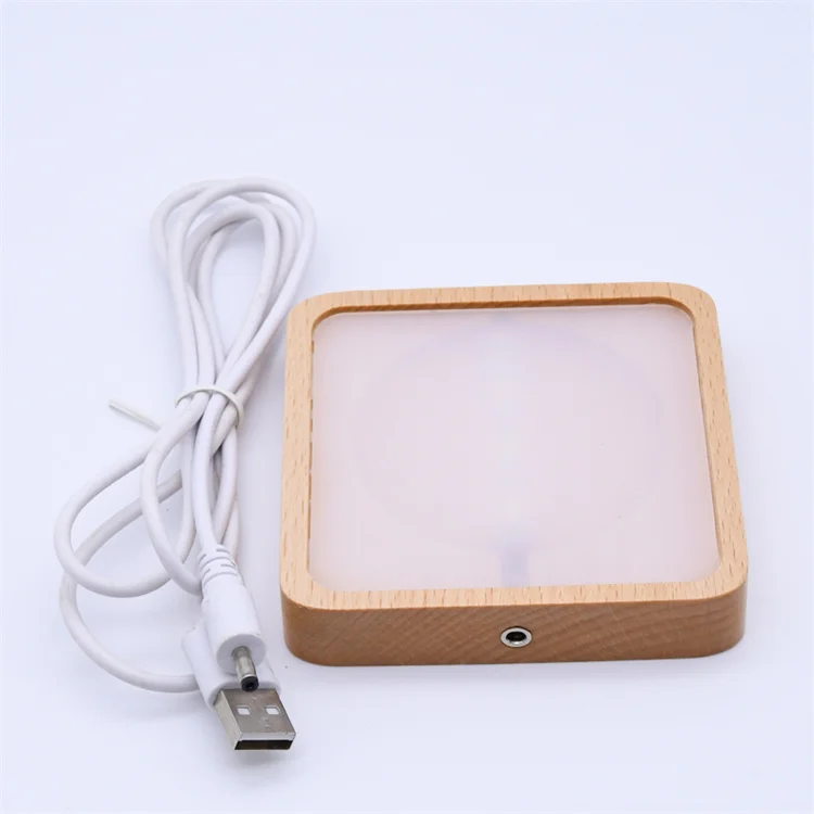 Simple USB cable night light touch switch acrylic 3d led light assembly base for home bedroom decoration