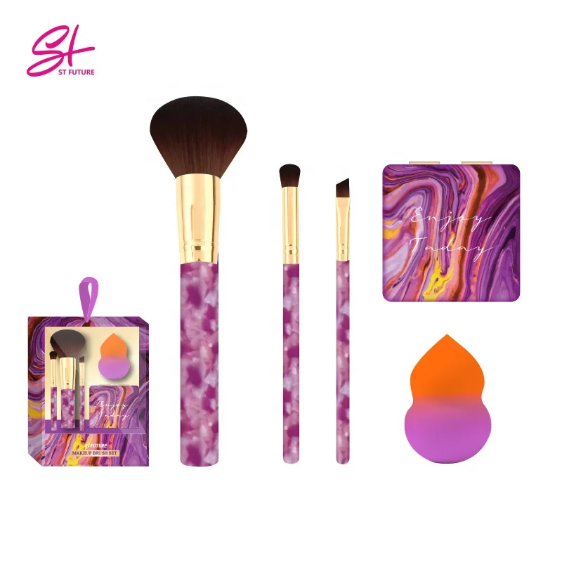 St Future Gradient Colour Blending Sponge  3PCS lady Cosmetic makeup brushes Double Pocket Mirror Kit
