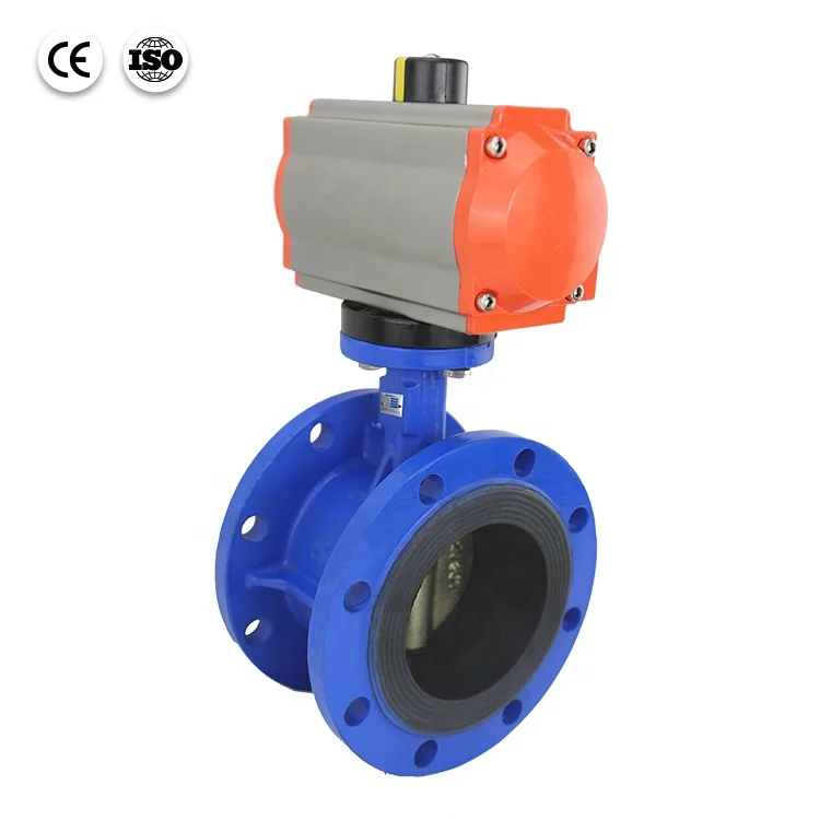 Bundor DN50-1200 pneumatic actuator flanged end ductile iron butterfly valve manufacturer