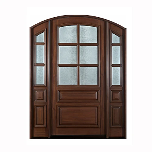 cheap french mahogany natural wood double front doors arched wood entry doors with glass