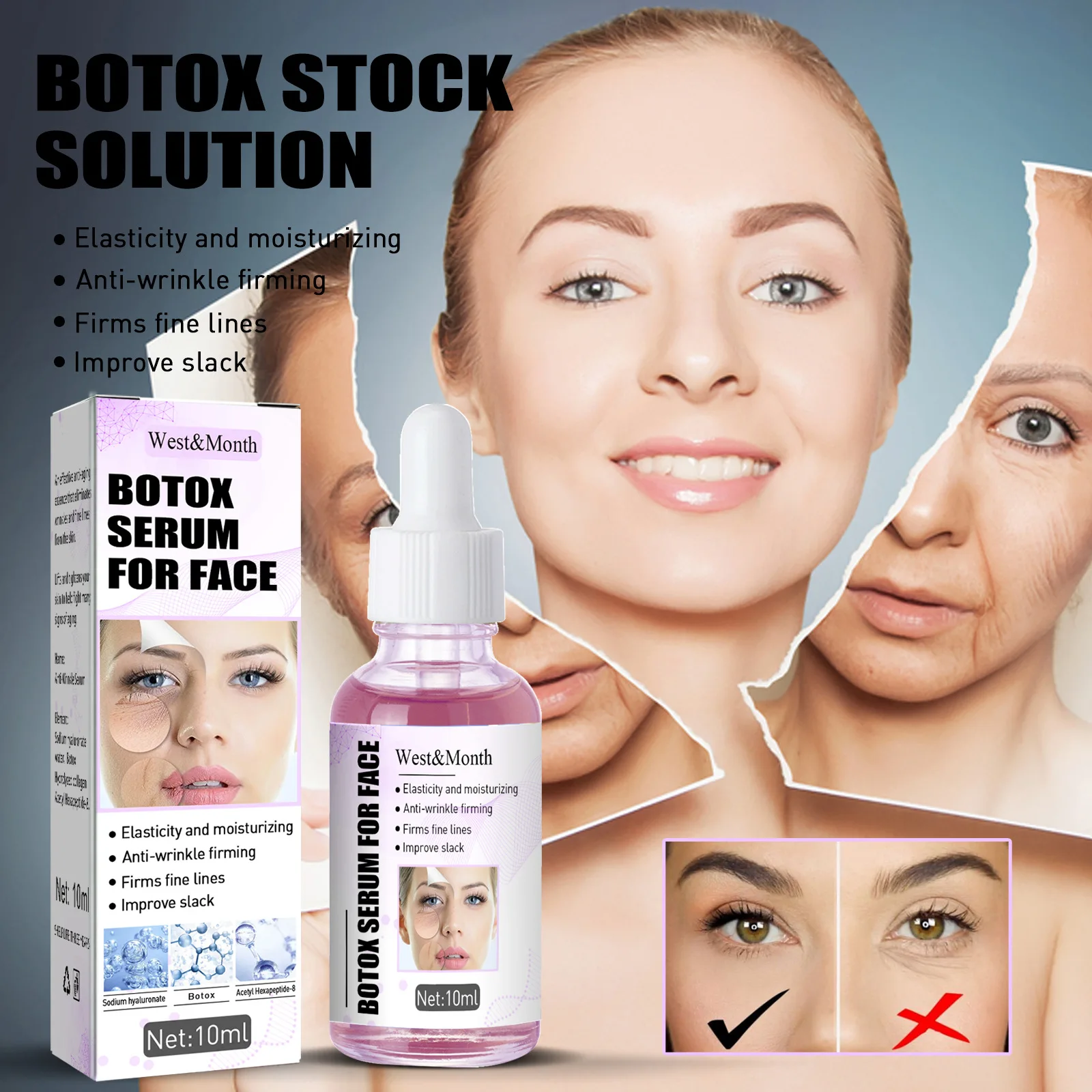 Private Label 10ML Antioxidant Soothing Moisturizing Whitening Anti Wrinkles Anti Aging Serum For Face