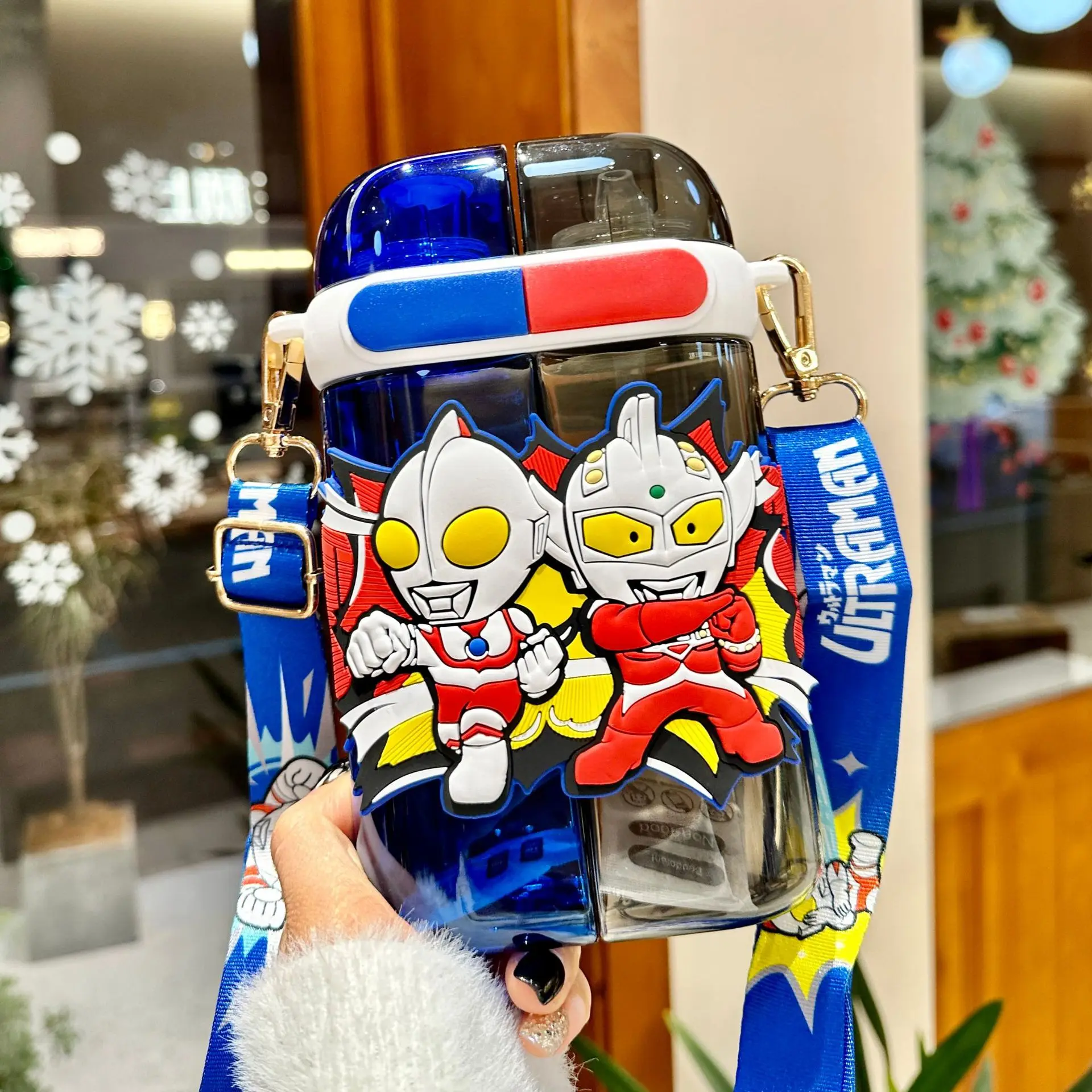 Japanese Style Anime Design Water Kettle Kindergarten Plastic Drop- Proof Double Grid Drinking Cups