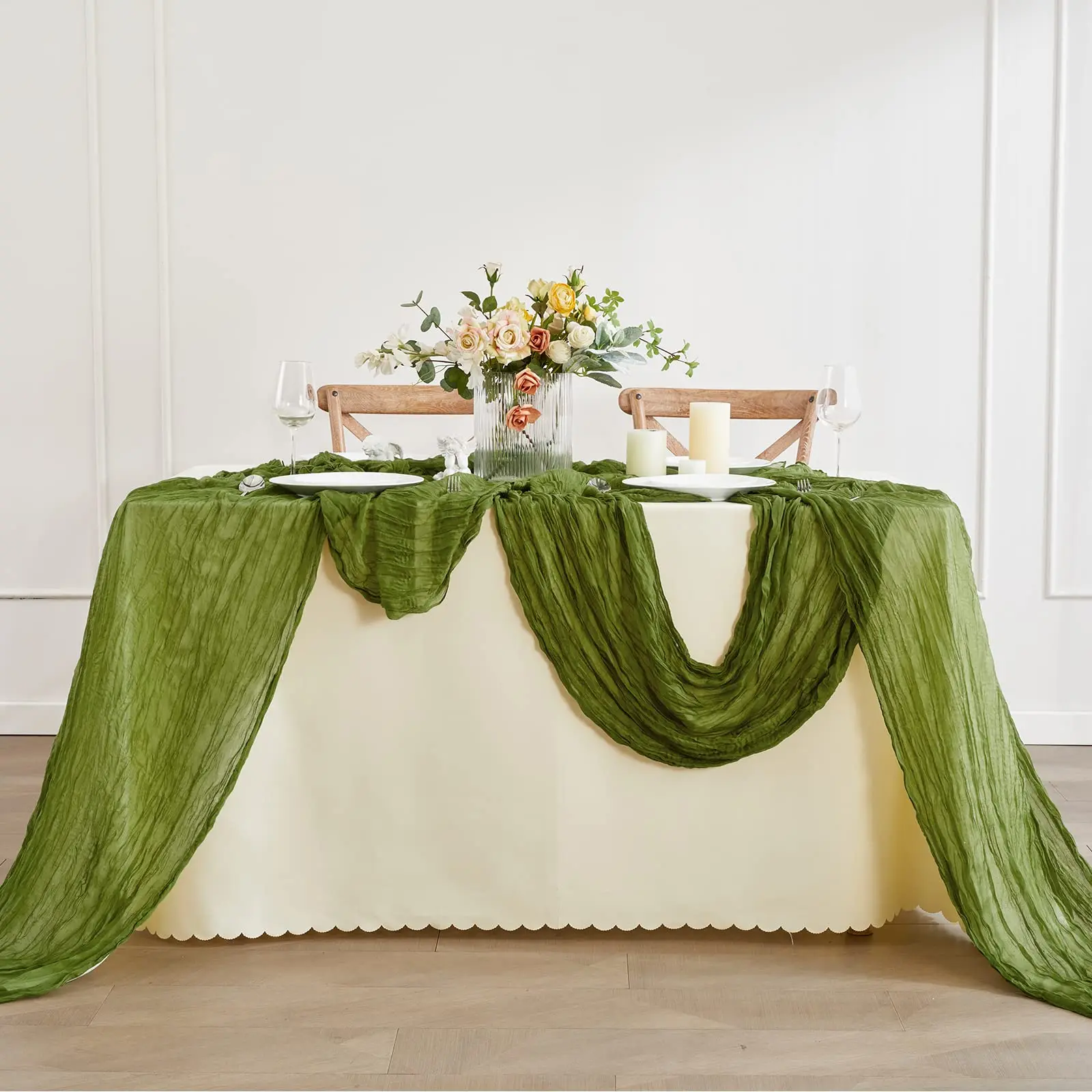 Mint green and turquoise high quality multi colour white and black white linen table runner