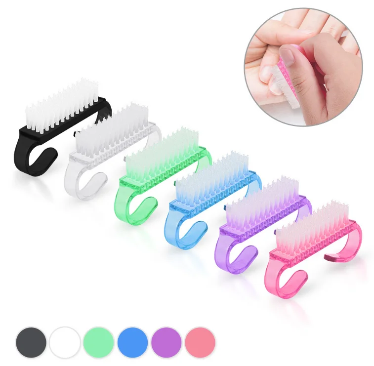 Оптовая продажа, акриловая щетка в форме рога для удаления пыли от ногтей, Высококачественная мягкая щетка для очистки ногтей, щетка для очистки ногтей