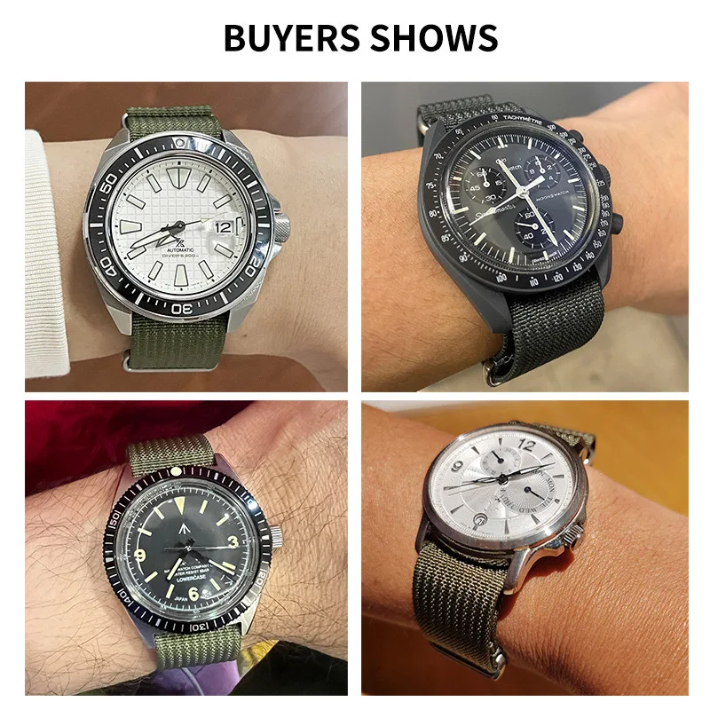 Fast Shipping Ballistic Nylon Ribbon Watch Strap 18mm 20mm 22mm Fabric Braid Nylon Ribbed Nat0 Strap