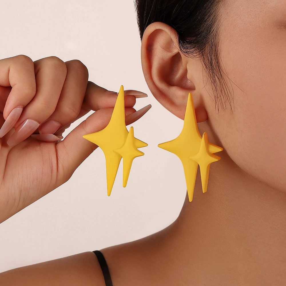 New Arrival Creative Exaggerated Yellow Star Earrings