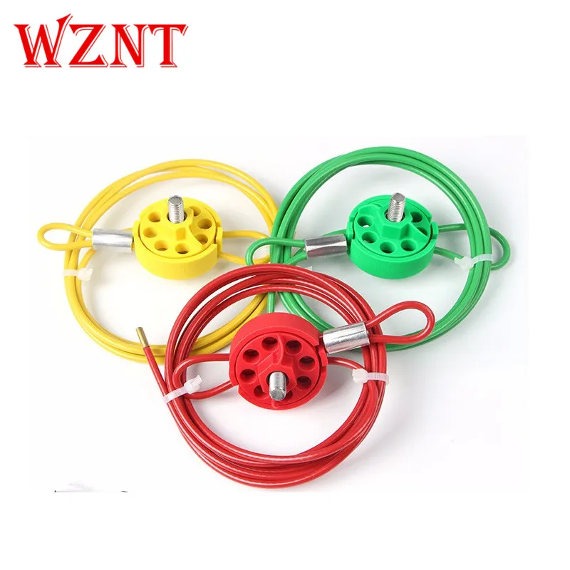 NTC03-2 RED GREEN YELLOW  ROUND MULTIPURPOSE CABLE LOCKOUT 8 HOLES WITH LOOP