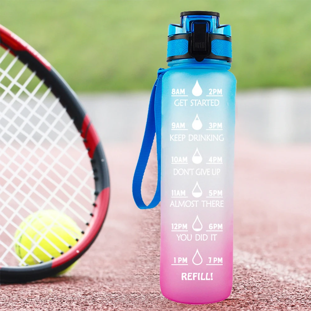 Wholesale For School Sports Gym Flip Lid Fruit Infuser Portable 1000ml 1000 ml Motivational BPA Free Tritan Plastic Water Bottle