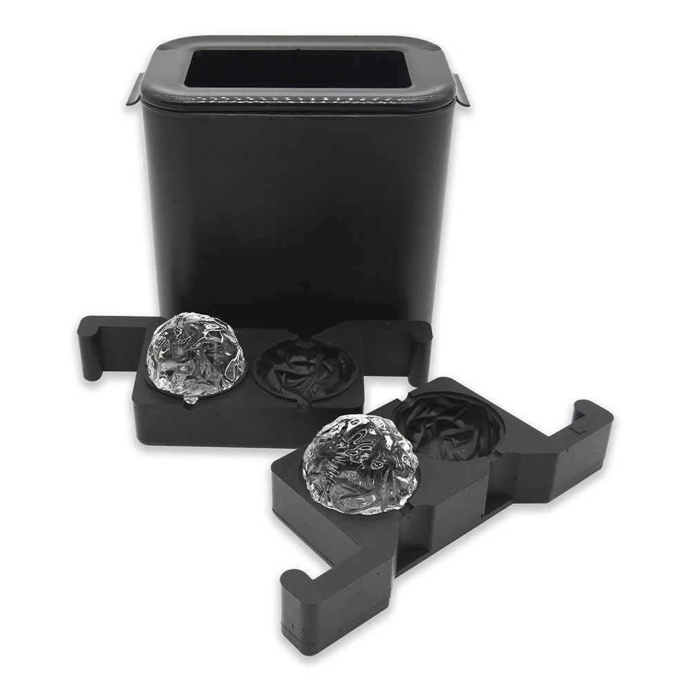 Premium Round Ice Cube Mold Wave Shape 2 inch Big Sphere Circle Ice ball Tray Crystal Clear Whiskey Ice Ball Maker