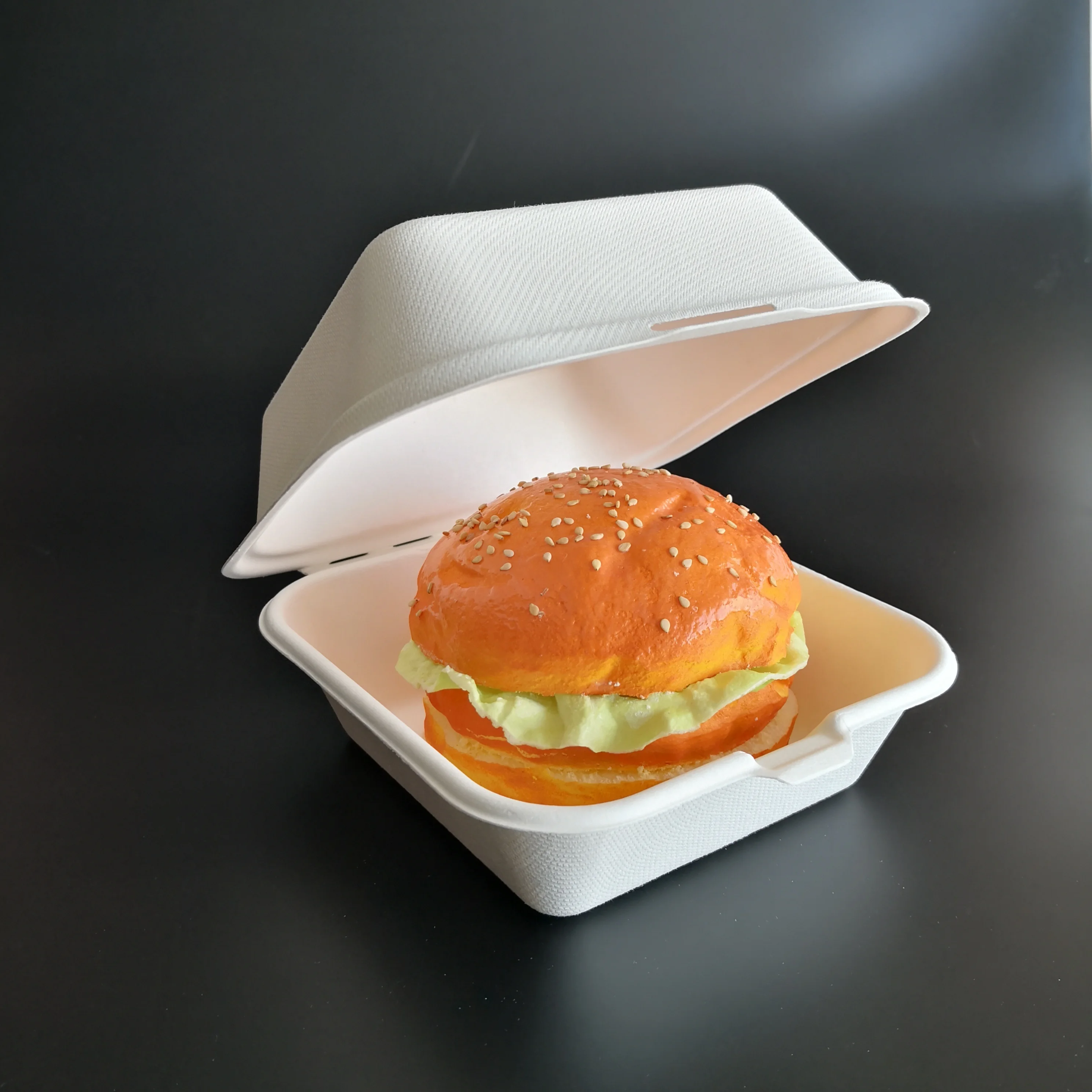 Recycle Biodegradable Sugarcane Disposable 5 Inch 6 Inch Paper Pulp Hamburger Container Burger Box Hamburger Packing