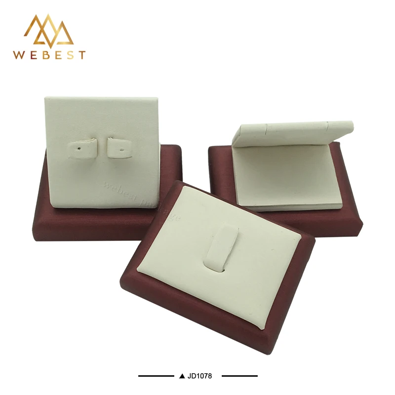 Webest Package wooden luxury Pu leather jewelry ring earring pendant stand display
