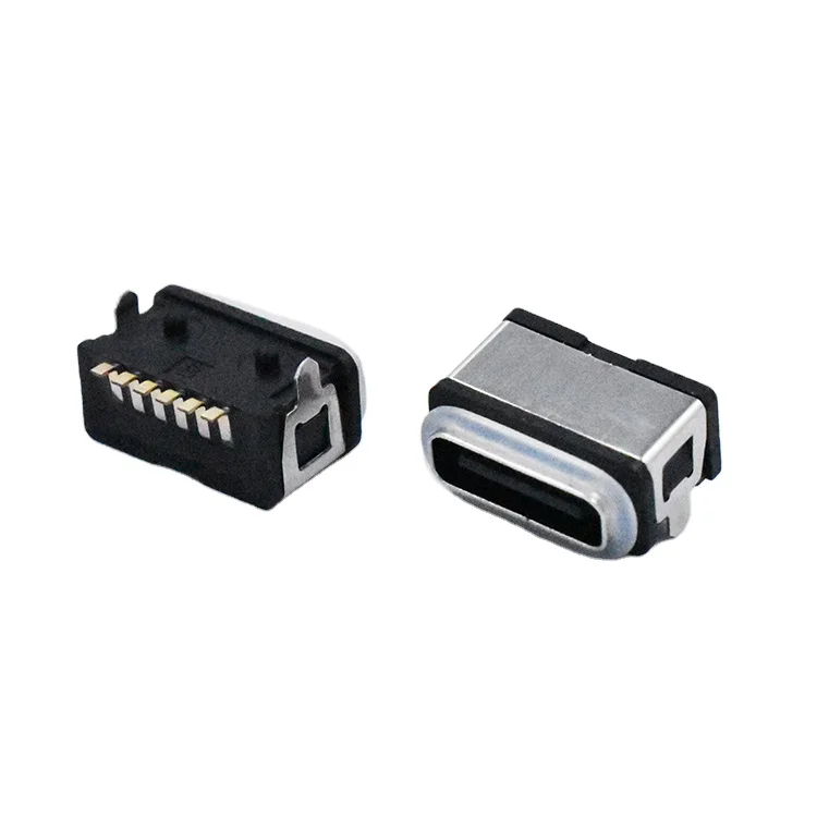  Высококачественный водонепроницаемый 6-контактный SMT USB C гнездовой разъем