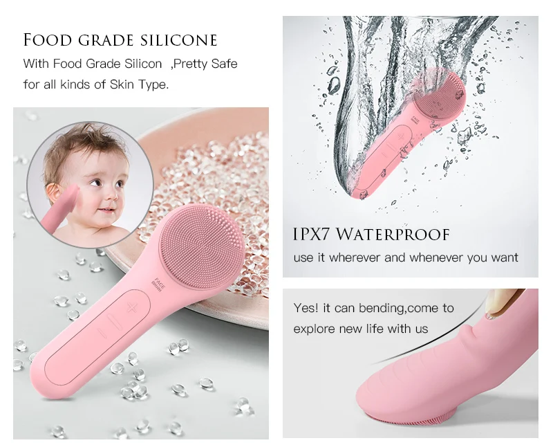 Heating vibrating face cleanser japanese thermal raedia facial cleansing brush