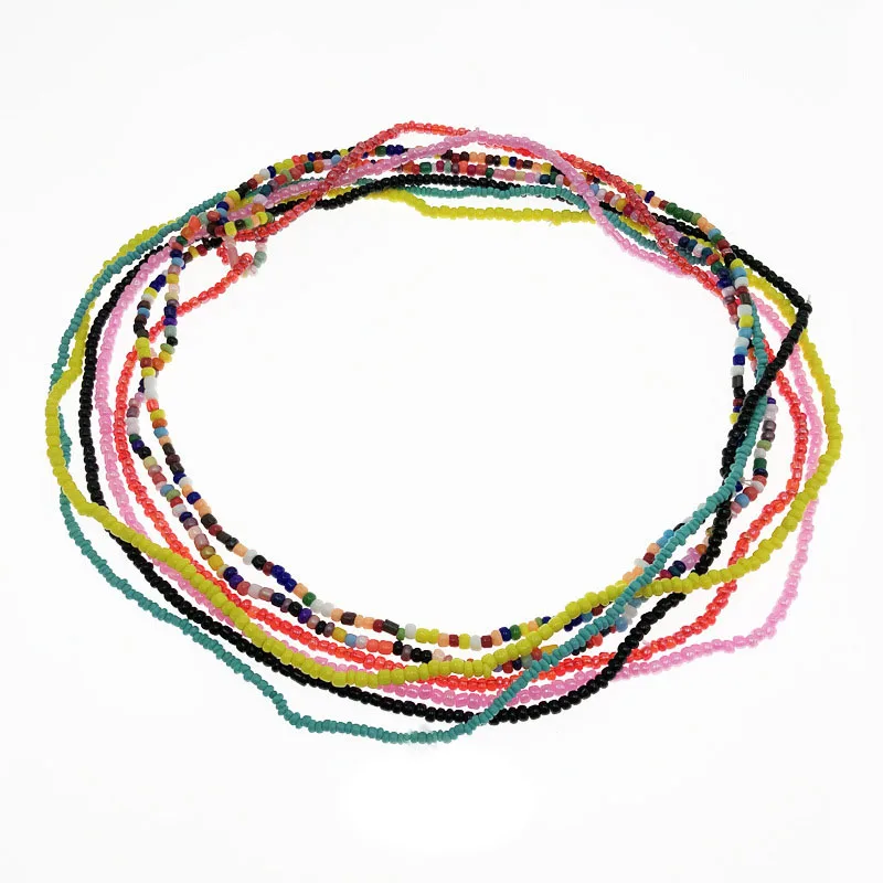 
wholesale Bohemian multi layer colored rice bead waist beads Hot selling mix with summer popular jewelry waist chain 