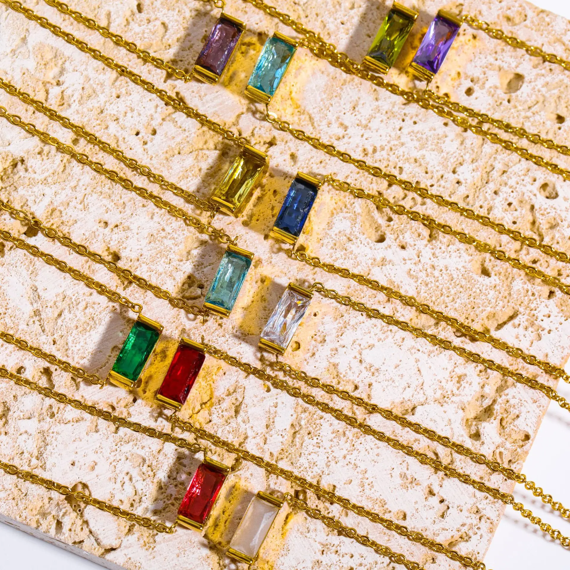 Fashion Stainless Delicate Cubic Zirconia Zircon Diamond Birthstone Women Necklace Jewelry