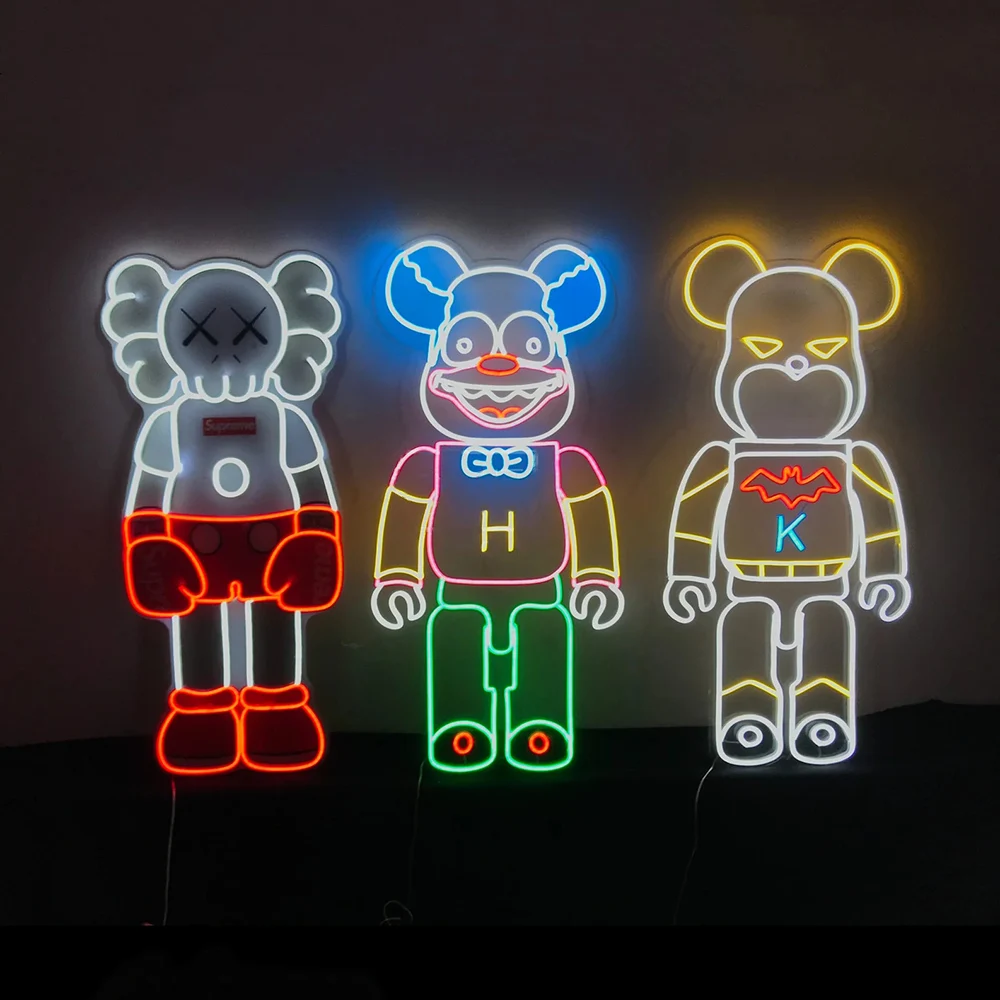 Неоновая вывеска на заказ в виде комиксов kaws уличная мода неоновая настенная декоративная для