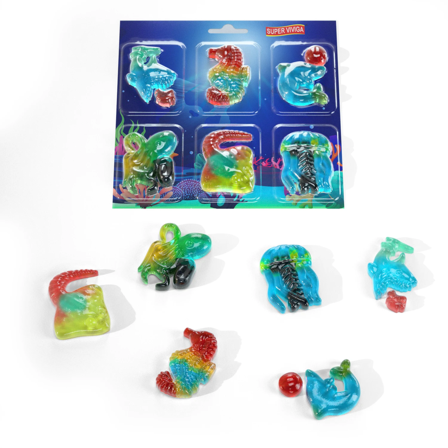 wholesale custom ocean animal shape deposited gelatin gummy candy