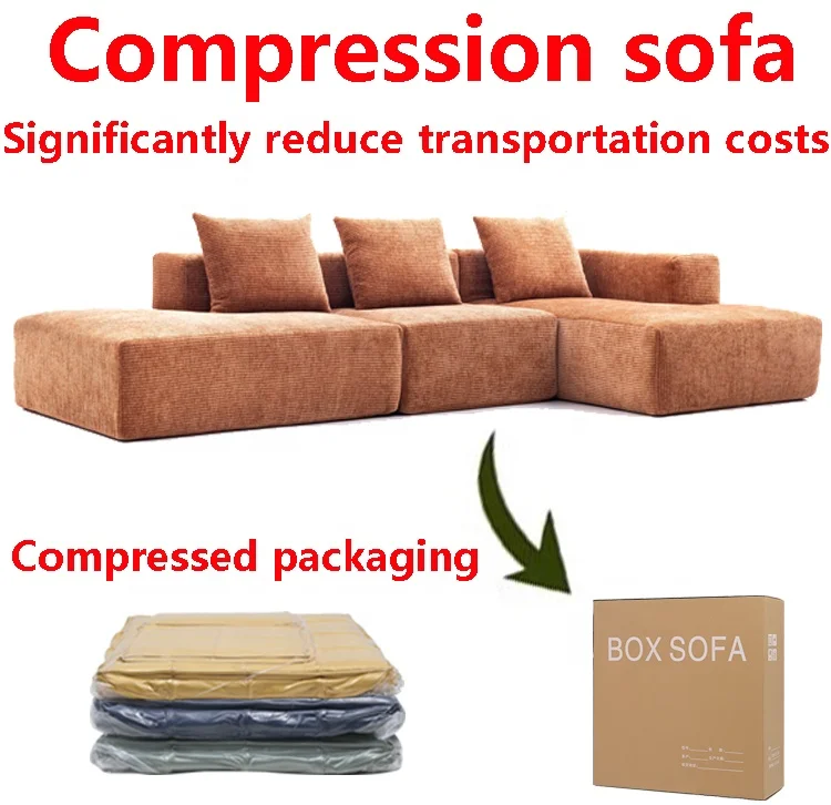 minimalist style compression box sectional sofa set for livingroom furniture L or U shaped couch make in china factory wholesale