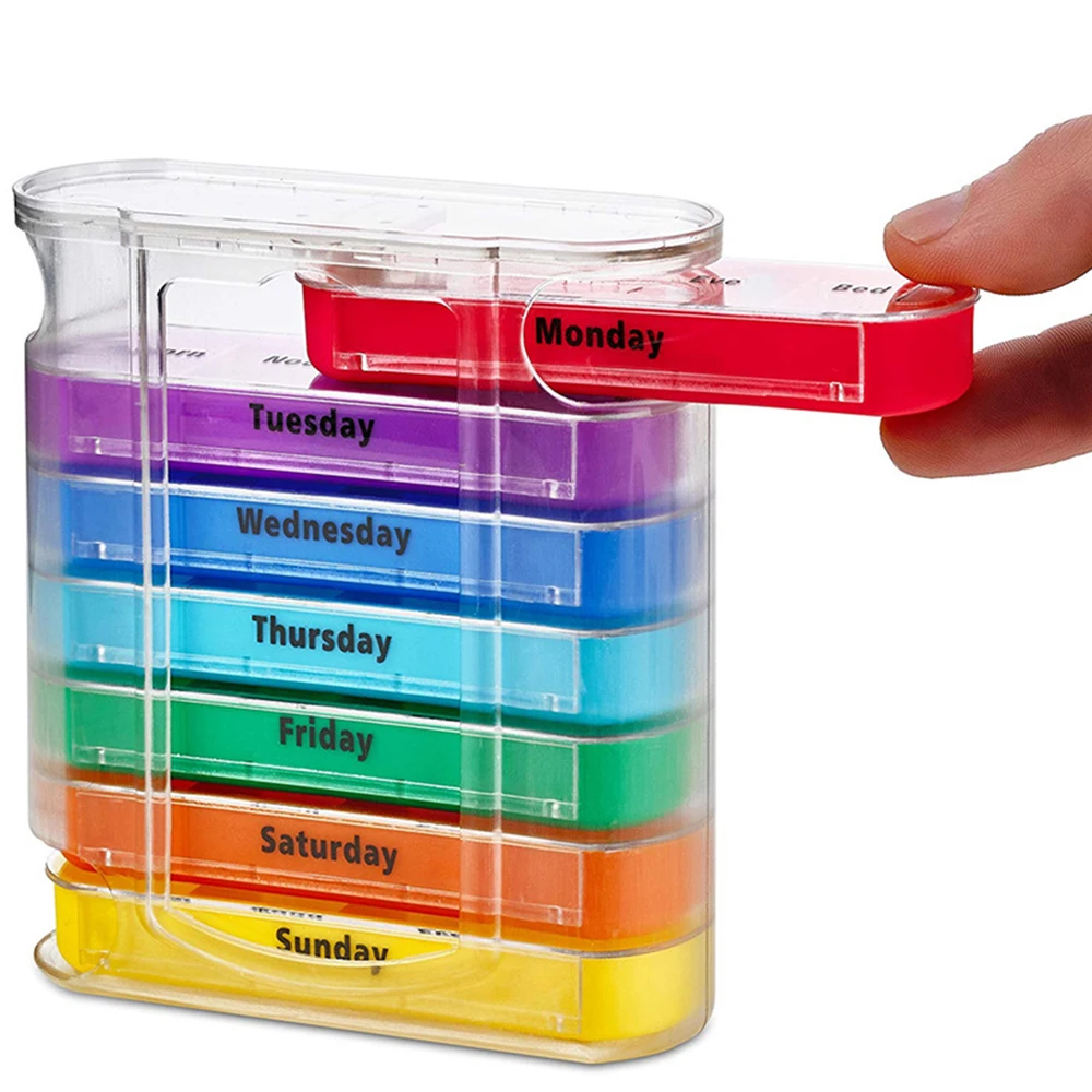  7 Colors Rainbow Weekly Tablet Medicine Box Storage Container Case Portable Pill