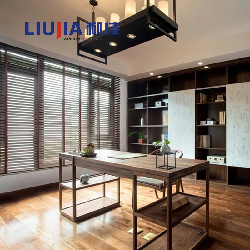 High Quality Basswood Wooden Blades  Office Furniture Roller Shutters Popular  Faux Wooden  Roller Venetian Blinds