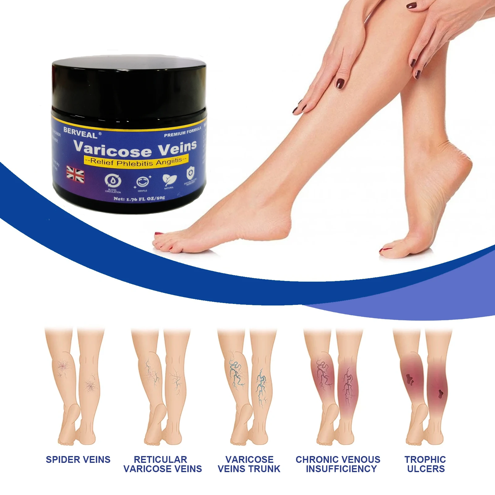 Varicose Veins Creams, Varicose Veins Treatment for Legs Suitable for Spider Veins, Improve Blood Circulation