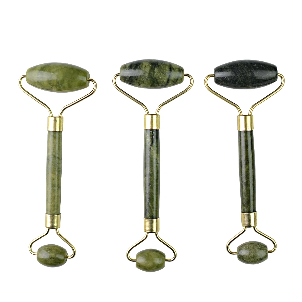 slimming face massage tool natural xiuyan jade green stone facial massage roller jade roller sets with guasha stone