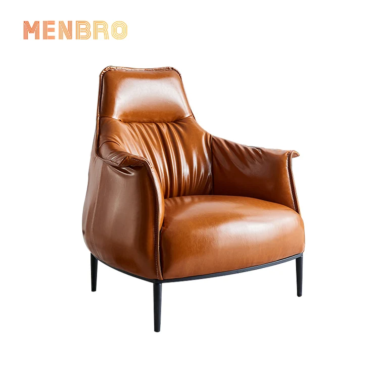 
menbro 5 star hotel room cowhide cafe Adult chair brown leather sofa 