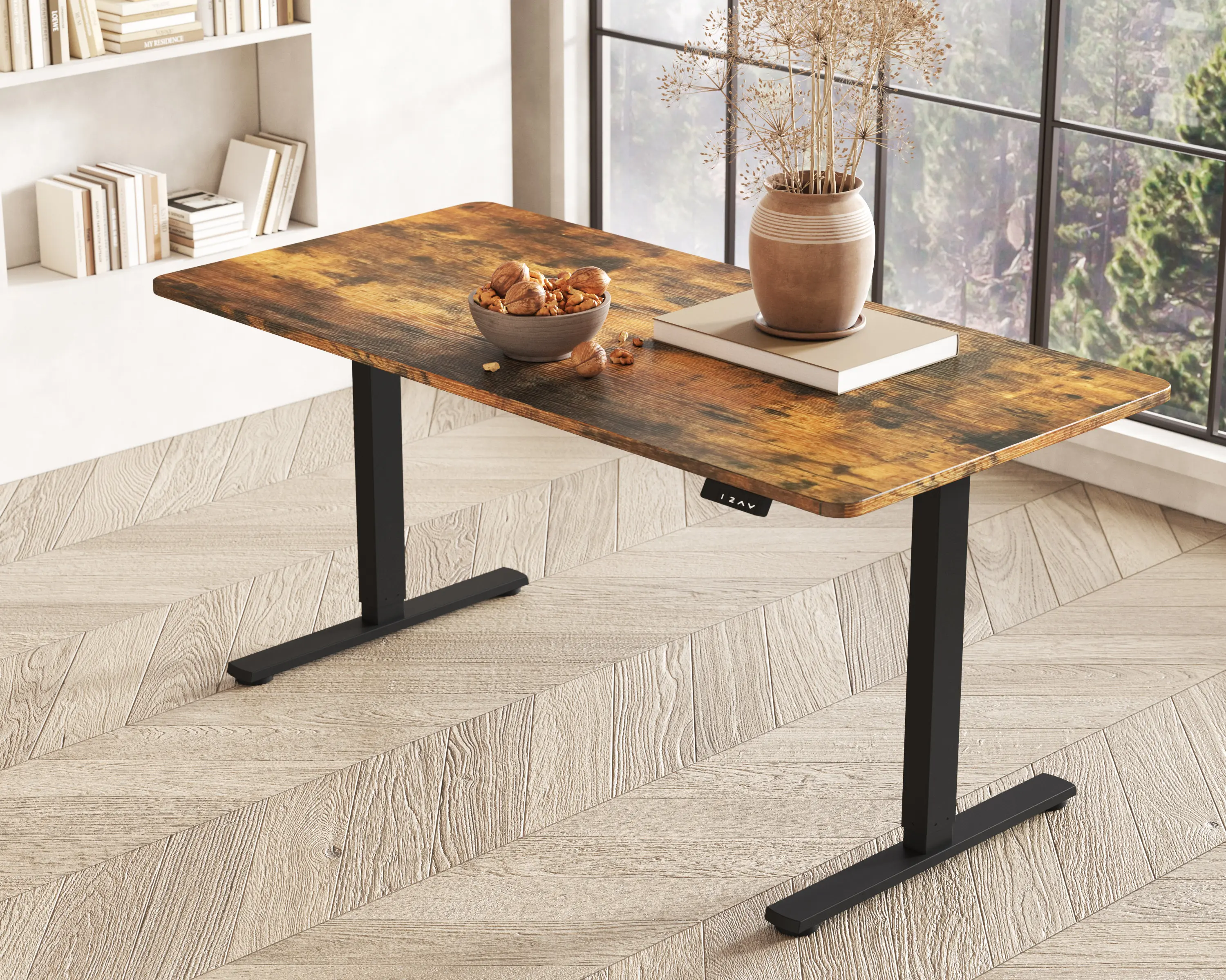 Good Quality single motor loading 60kg with colorful top 2 stages electric desk sit stand table height adjustable desk for home