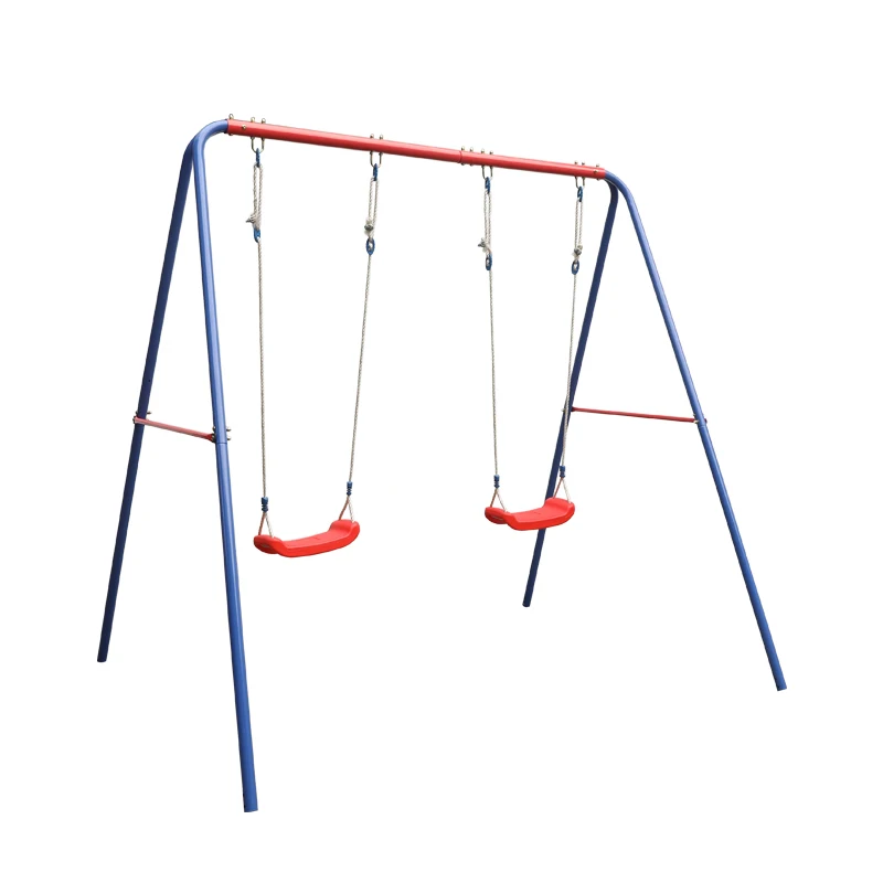 Factory Direct A-Frame 2 Seats Metal Swing Set Family Funny Toys