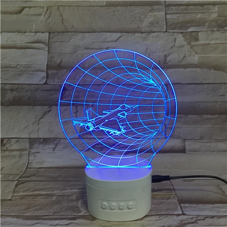 
Cool Personalized Gift Battery Operated Nightlight Portable Wireless Speaker 3D Space Fighter Night Light Lamp 
