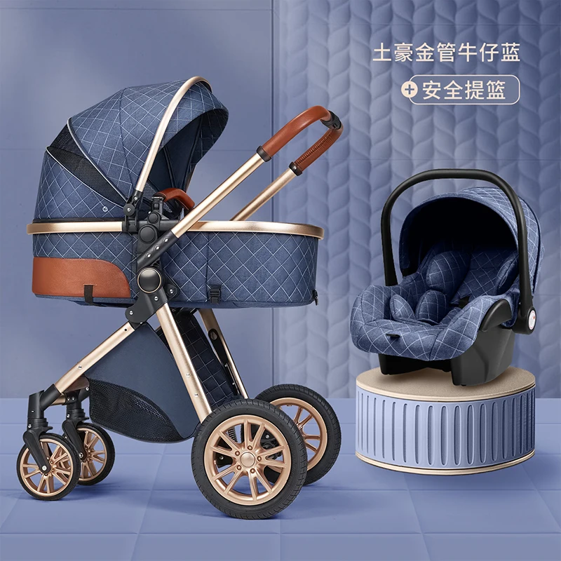 Luxury Baby Stroller High View Baby Pram Carrier Chinese Supplier Directly Sale 3 in 1 Leather Custom OEM Customized Frame Logo
