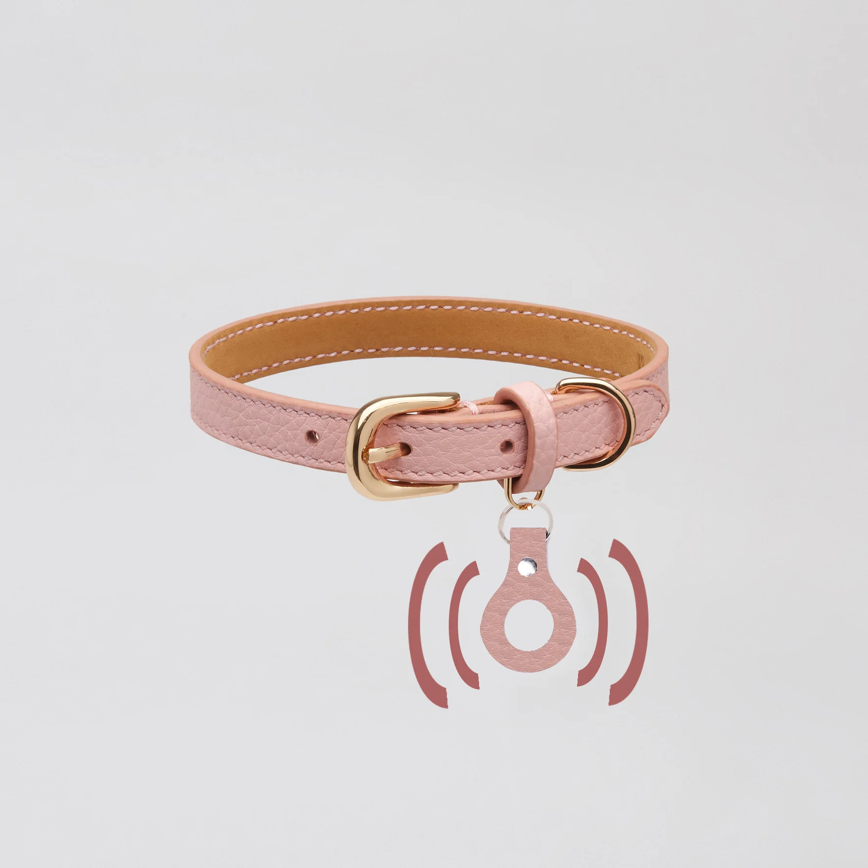 Custom Adjustable Leather Dog Collar manufacturer waterproof PU Leather  with tracker holder and dog collar gps