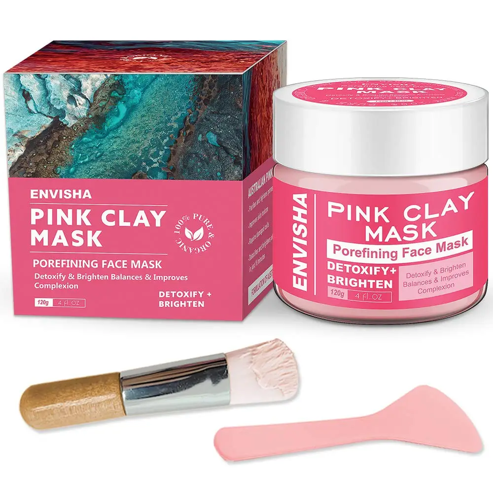 Deep Pore Skin Cleansing pink clay mask private label Purifying Brightening vegan with vitamin c clay mask