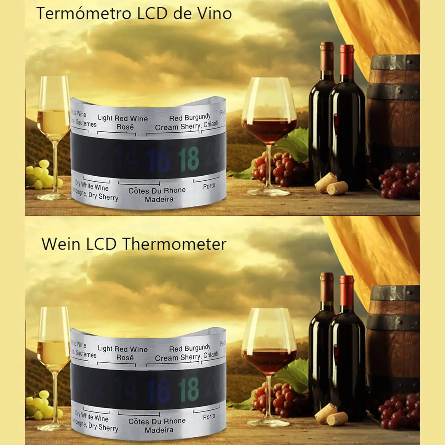 SW Stainless Steel LCD Digital Thermometer Red Wine Temperature Sensor for Beer Homebrewing Wine Champagne and Whisky