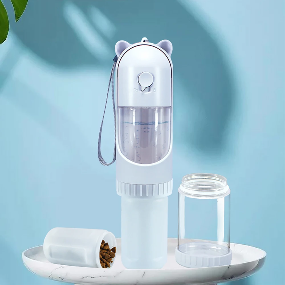 2 In1 Portable Dog Water Bottle Dispenser Retractable Leak Proof Doggy Water Bottle with Drinking and Feeding Function
