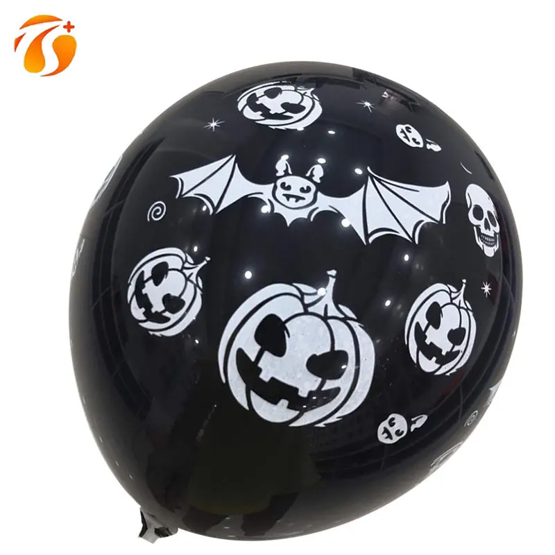 EN71 шар оранжевого и черного цветов, на возраст 12 дюймов Pumpkim паутинка с черепом и летучей мышю украшение латексный шар для Хэллоуина
