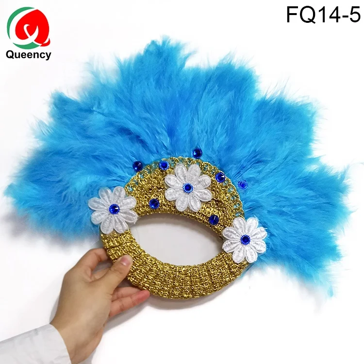 Queency African women party hand fan ostrich feathers for wedding  decorative hand fans