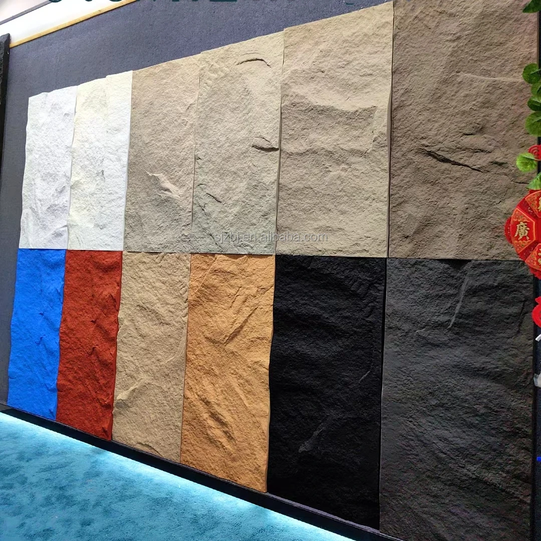 Exterior Decorative Slate Stone Panel 3D Wall Panel Board Artificial Light Weights Pu Stone Wall Panel Polyurethane