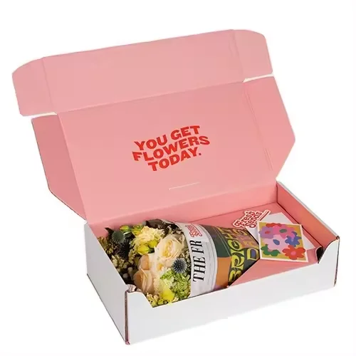 Hot sell pink small tuck top paper box gift packaging rectangular cardboard boxes flower shipping box for flowers