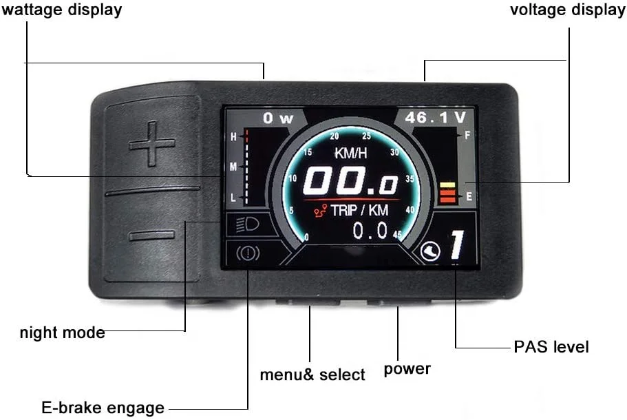 eBike Display 36V 48V 52V Electric Bike Computer 500C Smart Bicycle Speedometer For BAFANG Motor UART Protocol 5PIN Female