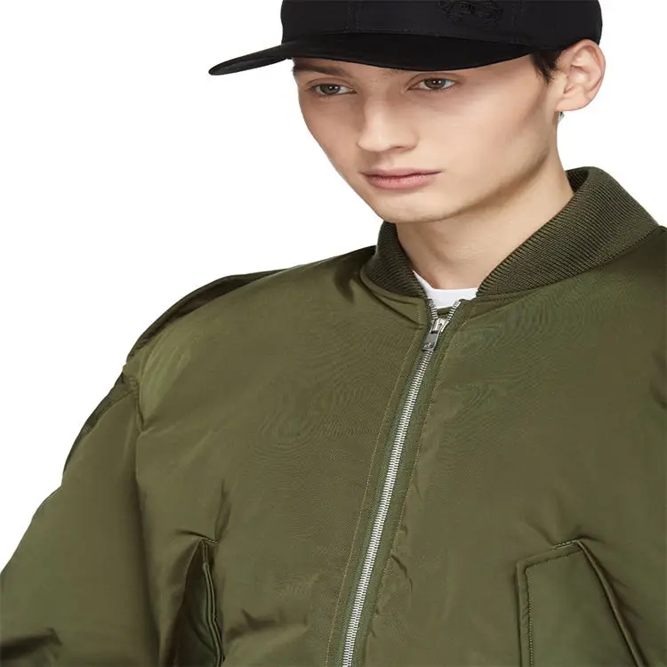 Wholesale olive green men plus size bomber jacket coat Down Filled cropped plain bomber jacket men green bomber jacket