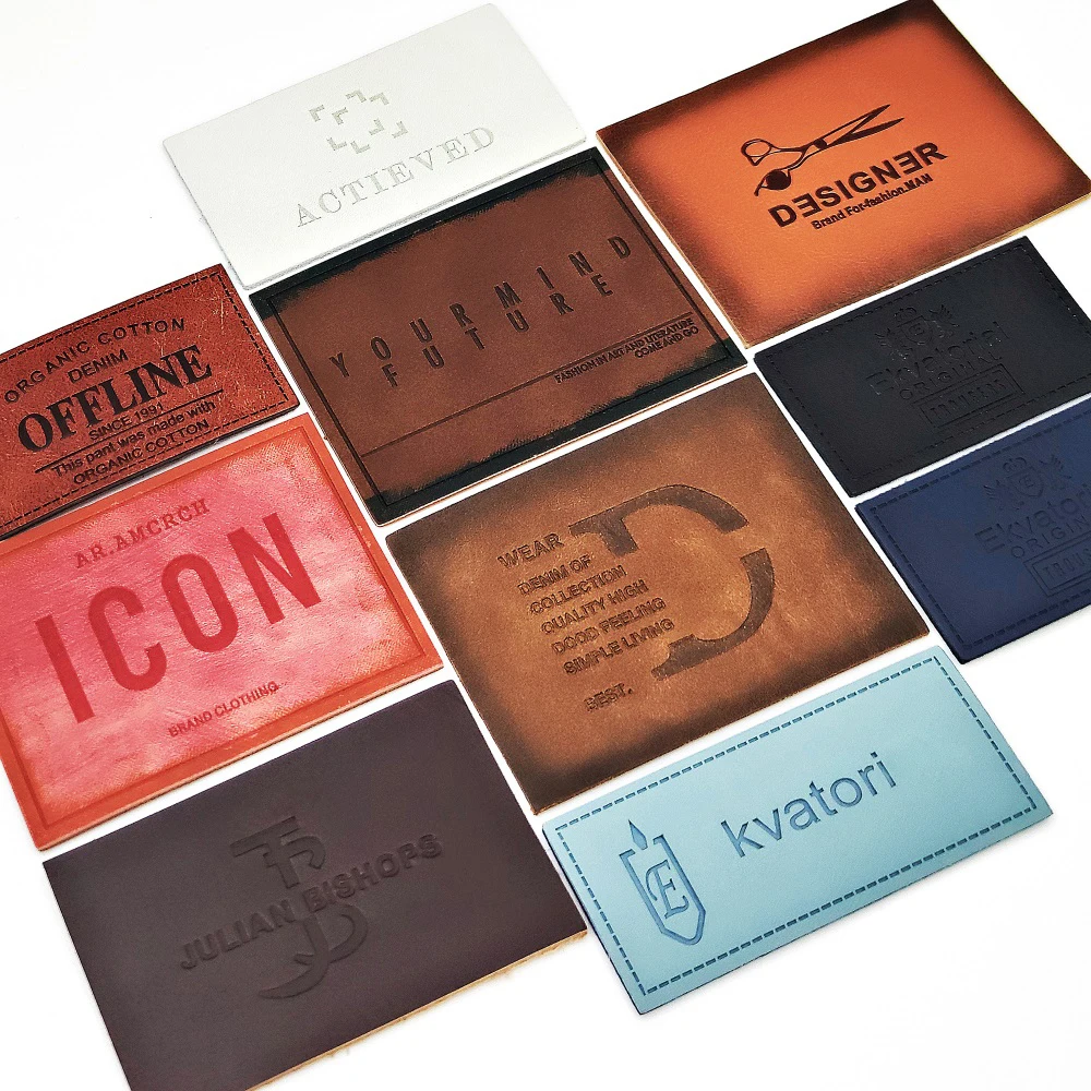 Factory Price Clothing Pattern Embossed Denim jeans Leather Patch Jeans PU Label for jeans