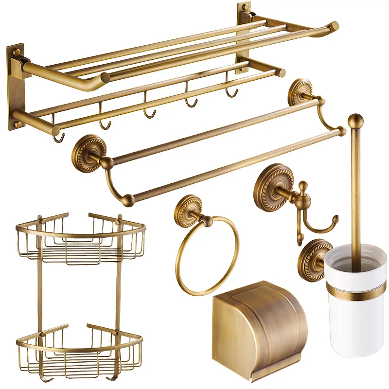 European antique bath towel rack set bathroom towel rack toilet wall hanging bathroom pendant towel rack stand Bathroom Hardware